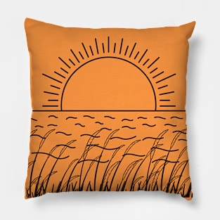 Hand drawn  the beautiful black sunrise Pillow