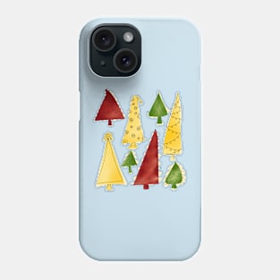 Christmas Trees For The Holidays With Blue Background Phone Case