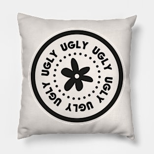 Black and beige floral ugly badge Pillow