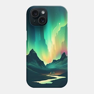 Vivid Aurora Borealis Painting - Icelandic inspired #001 Phone Case