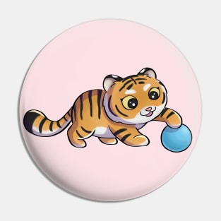 Cute Tiger Playing With Ball Pin