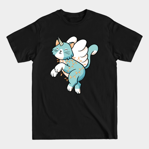 Disover Unicorn Cat With Christmas Lights - Cat Unicorn - T-Shirt