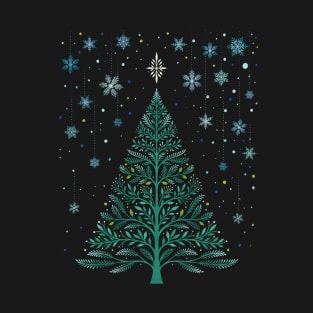 Christmas Night Tree - Snowy T-Shirt