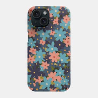 Oil Pastel Flower Print - blue and purple Phone Case