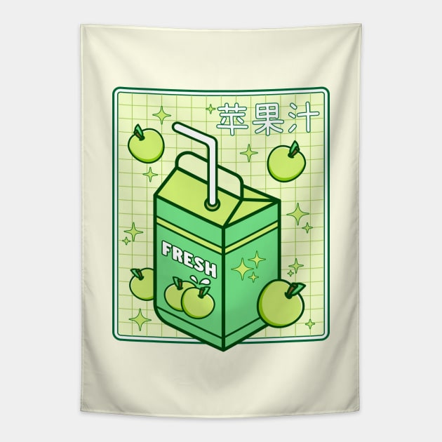 Kawaii Apple Juice Box Cute Juice Lover Tapestry by Cuteness Klub