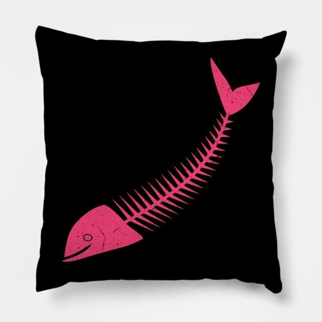 Fishbones - pink Pillow by PharaohCloset