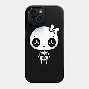 Cute Girly Skeleton with a Bow | Cute Halloween Design for Girls Phone Case