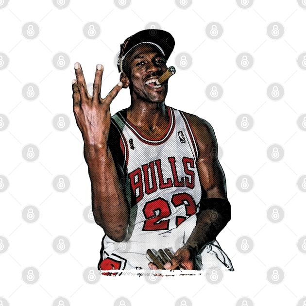 Michael Jordan Drawing Vintage Halftone by Mr.FansArt