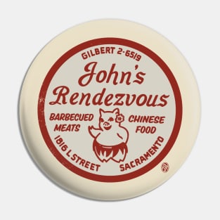 Vintage John's Rendezvous Bar-B-Q Sacramento CA Pin