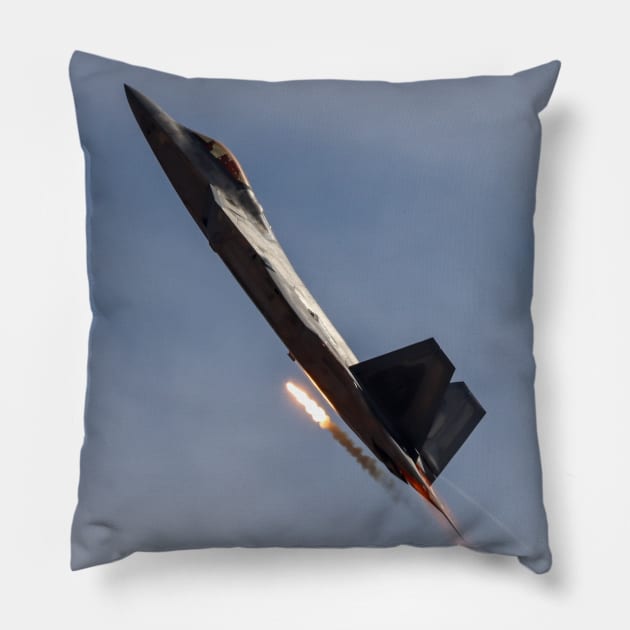 F-22 Raptor Afterburner With Flare Pillow by acefox1