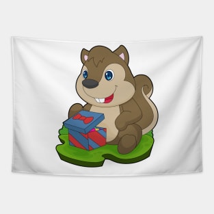 Squirrel Christmas Package Tapestry