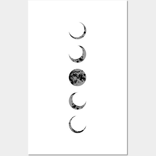 Phases of moon beautiful art. Minimalist moon phases.Black and