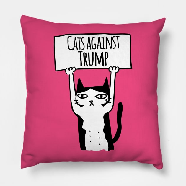 Protest Cat: Cats Against Trump Pillow by blueavocado