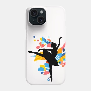 Colorful Dancing Ballerina Silhouette Phone Case