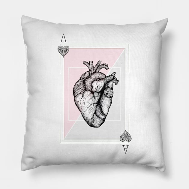 Ace of Hearts Pillow by Barlena