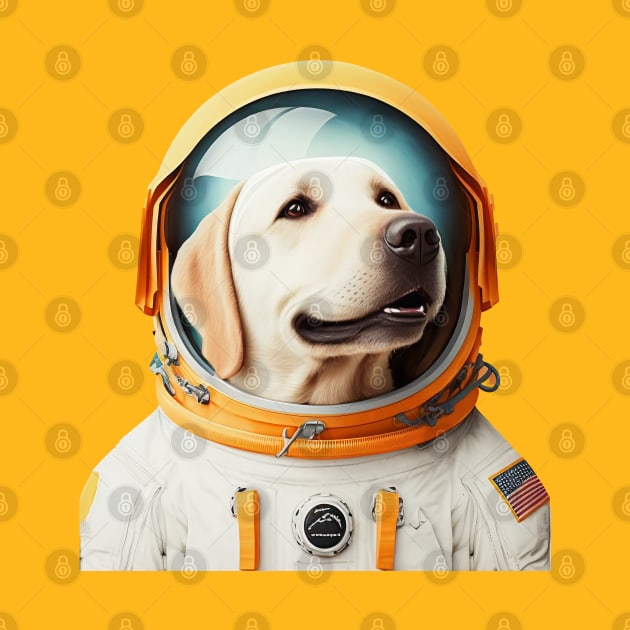 A Labrador Retriever in an astronaut suit by Nosametee