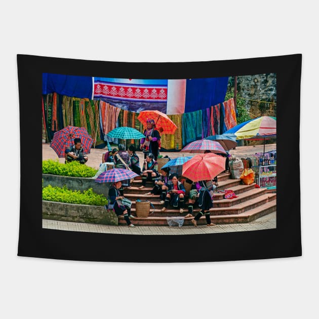 Umbrellas. Tapestry by bulljup