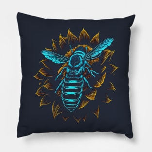 Bee in a sunflower Pillow