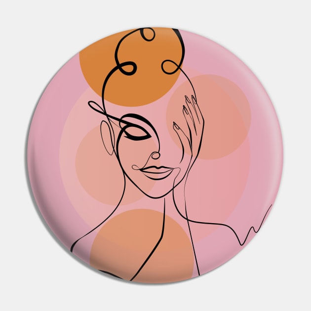 Minimalist Woman One Line Art Drawing Pin by Space Sense Design Studio