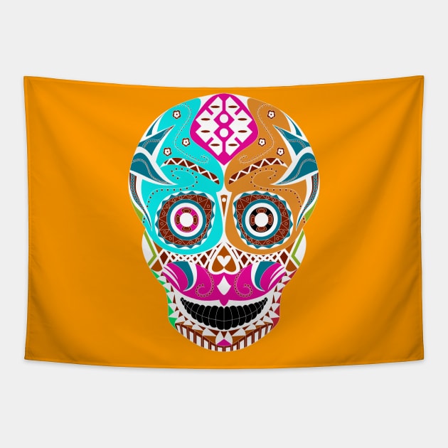 floral candy skull ecopop Tapestry by jorge_lebeau