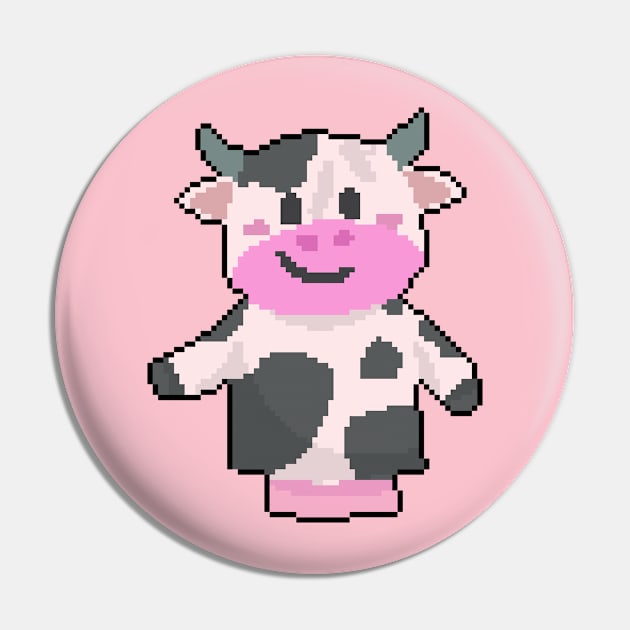 Moo-velous Chic: Pixelated Cow Illustration for Stylish Apparel Pin by Pixel.id