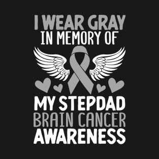 In Memory Of Stepdad Brain Cancer Gray Ribbon Chemotherapy T-Shirt