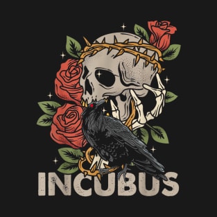 Incubus - Crow Left Skull - Morning And Flower - Gothic Graphic T-Shirt