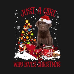 Chocolate Labrador Just A Girl Who Loves Christmas T-Shirt