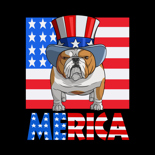 English Bulldog Merica American Flag by Noseking