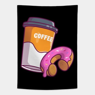 Coffee cup and donuts Tapestry