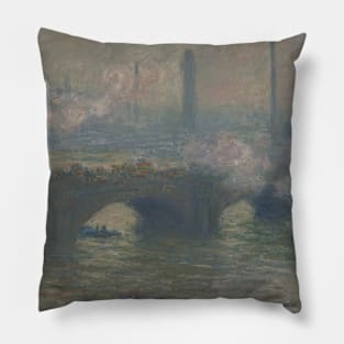 Waterloo Bridge, Gray Day by Claude Monet Pillow