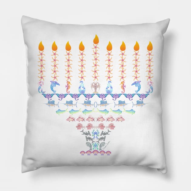 Marine Creatures Menorah Pillow by artsytoocreations