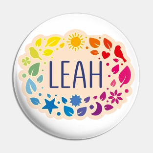 Leah name with colorful leaves Pin