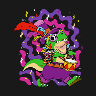 Dinosaur Mardi Grawr I T-Rex Dino Mardi Gras T-Shirt