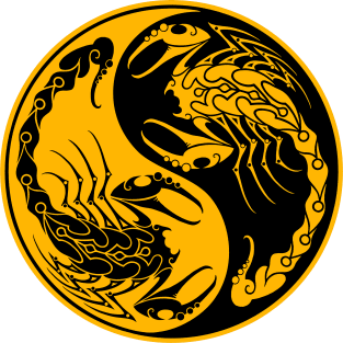 Yellow and Black Scorpions Yin Yang Magnet