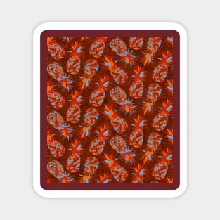 Orange Mosaic Pineapples Magnet