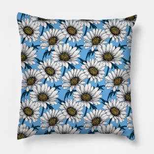 Daisies on blue Pillow