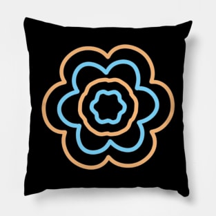 Orange and light blue flower Pillow