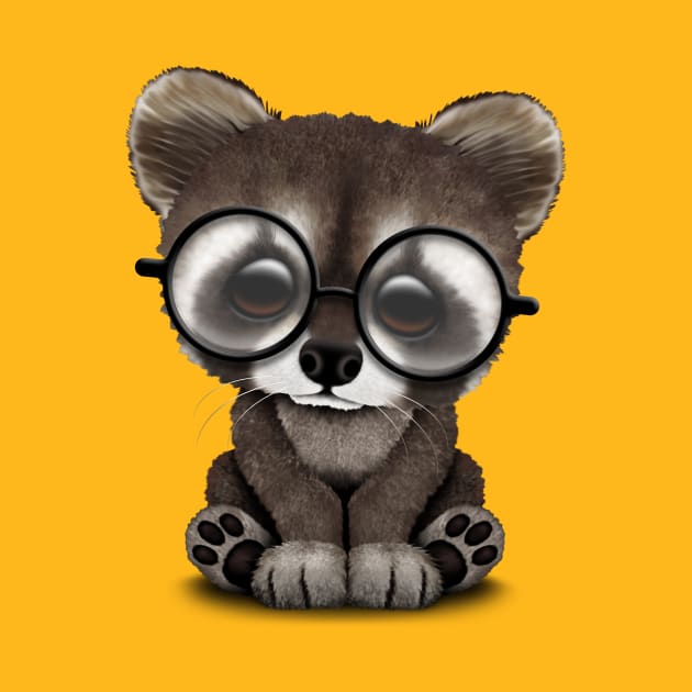 Cute Nerdy Raccoon Wearing Glasses by jeffbartels