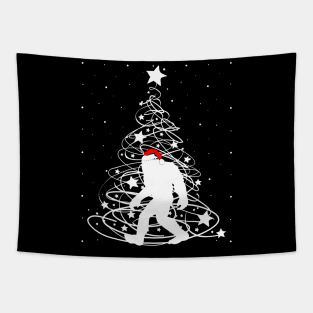 Bigfoot Santa Christmas Tree Shirt Tapestry