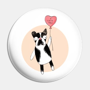 Boston Terrier Heart Balloon Pin