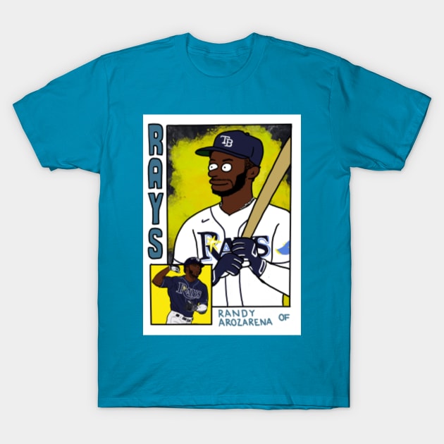 Randy Arozarena Simpsons Inspired Baseball Card Parody by cousscards T-Shirt  - Tampa Bay Rays - T-Shirt