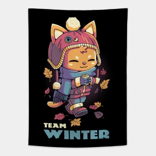 Team Winter Cozy Kitty Cat Tapestry