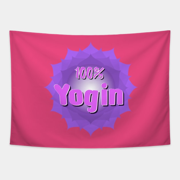 Yogin logo with violet mandala Tapestry by leyaelena