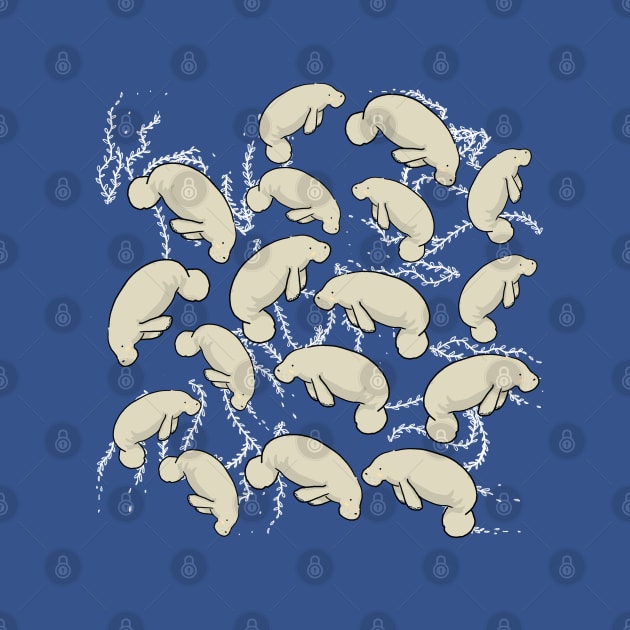 Lamentino the manatee pattern - lots and lots of manatees by tostoini