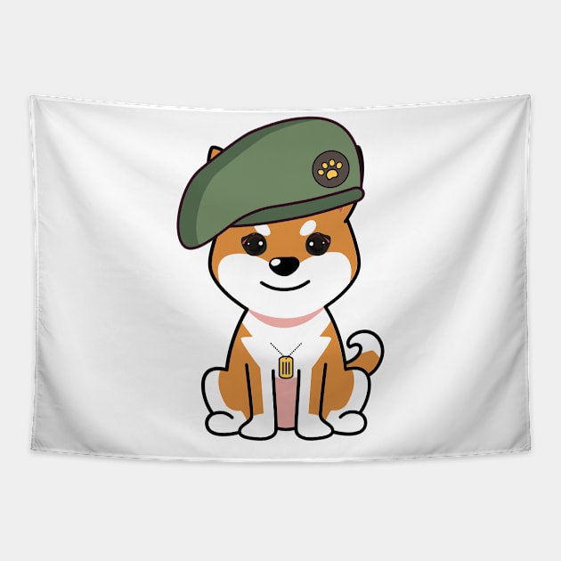 Green Beret orange dog Tapestry by Pet Station