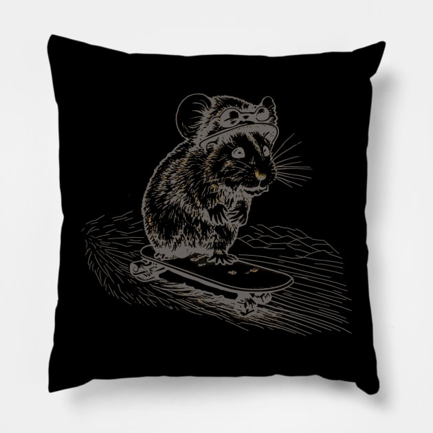 skateboarding hamster, funny hamster, hamster lover gift Pillow by AdaleCreates