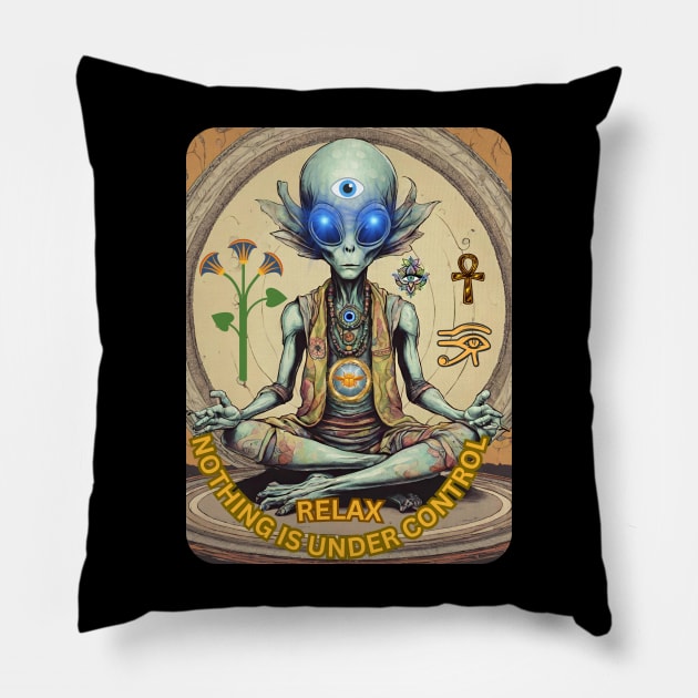 Relax, Alien Practices Yoga Pillow by Spacetrap