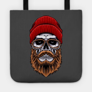 Bearded Hipster Skull Tote