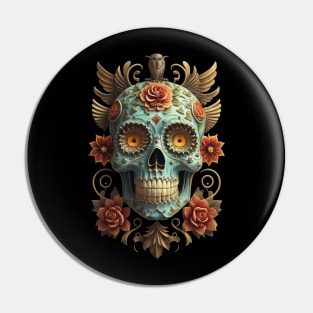 Sugar Skull Dia de los Muertos Mexican Day Of The Dead Tattoo Art Culture Punk Rock Goth Skeleton Pin